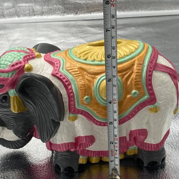 Vintage Arnel's Pottery India Parade Elephant Piggy Bank Hand Painted - Picture 5 of 12